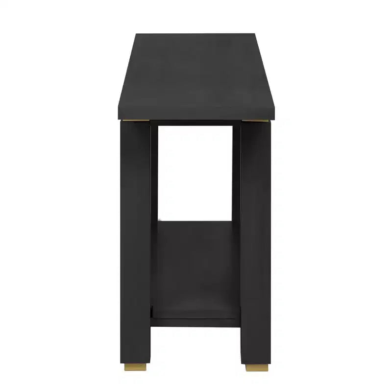 Consolle minimalista con contenitore, Tavolino da ingresso in legno con ripiano aperto, Tavolino da corridoio stile rustico