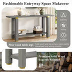 Consolle minimalista con contenitore, Tavolino da ingresso in legno con ripiano aperto, Tavolino da corridoio stile rustico