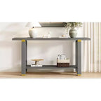 Consolle minimalista con contenitore, Tavolino da ingresso in legno con ripiano aperto, Tavolino da corridoio stile rustico