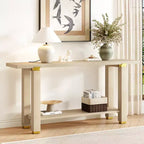 Consolle minimalista con contenitore, Tavolino da ingresso in legno con ripiano aperto, Tavolino da corridoio stile rustico