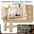 Consolle minimalista con contenitore, Tavolino da ingresso in legno con ripiano aperto, Tavolino da corridoio stile rustico