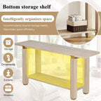 Consolle minimalista con contenitore, Tavolino da ingresso in legno con ripiano aperto, Tavolino da corridoio stile rustico