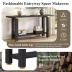 Consolle minimalista con contenitore, Tavolino da ingresso in legno con ripiano aperto, Tavolino da corridoio stile rustico