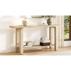 Consolle minimalista con contenitore, Tavolino da ingresso in legno con ripiano aperto, Tavolino da corridoio stile rustico