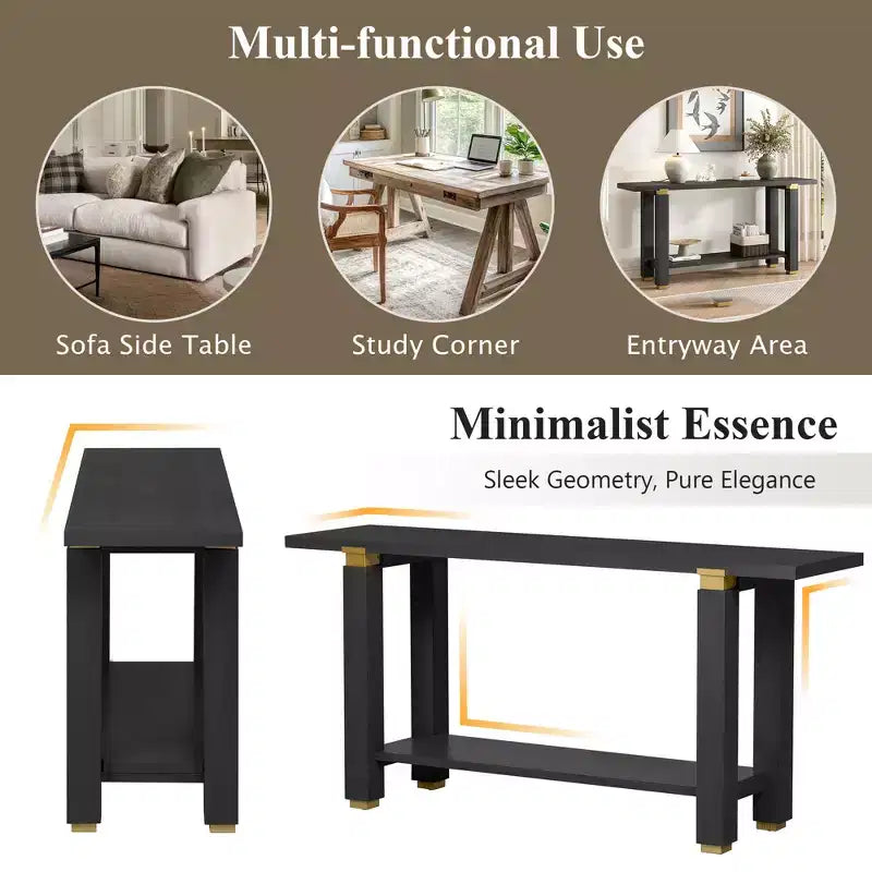 Consolle minimalista con contenitore, Tavolino da ingresso in legno con ripiano aperto, Tavolino da corridoio stile rustico