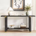 Minimalist Console Table with Storage, Wood Entryway Table with Open Shelf, Farmhouse Hallway Table