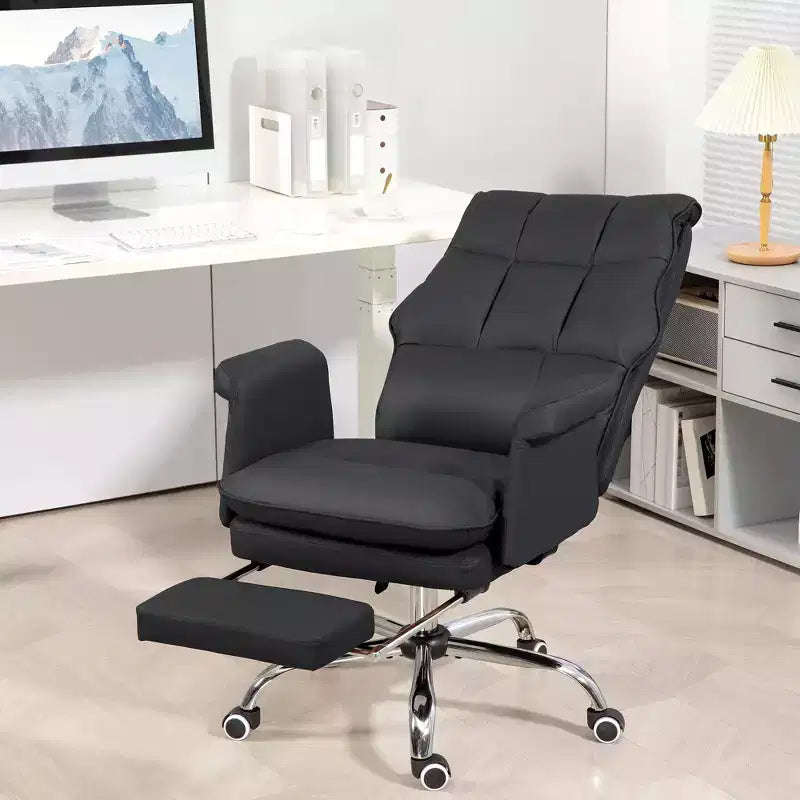 Sedia da ufficio direzionale in pelle PU, sedia da scrivania ergonomica e reclinabile con poggiapiedi