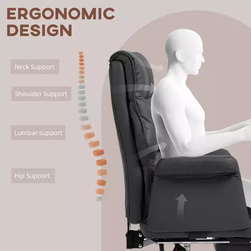 Sedia da ufficio direzionale in pelle PU, sedia da scrivania ergonomica e reclinabile con poggiapiedi