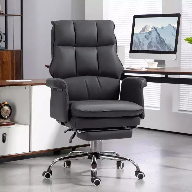 Sedia da ufficio direzionale in pelle PU, sedia da scrivania ergonomica e reclinabile con poggiapiedi