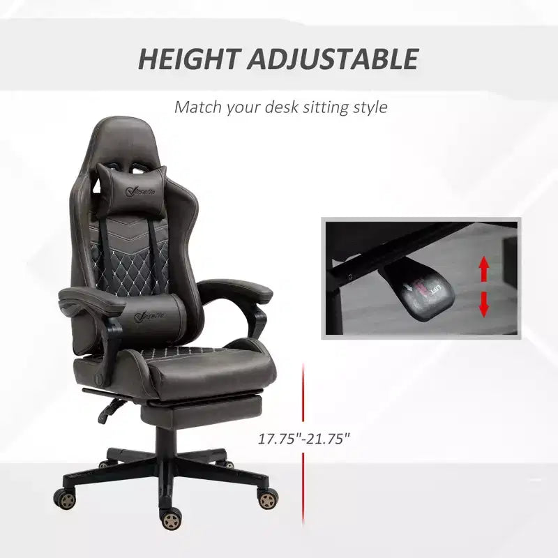 Sedia da gaming da corsa in pelle PU Diamond, sedia da ufficio da gamer con schienale alto girevole reclinabile con poggiapiedi, supporto lombare, altezza regolabile