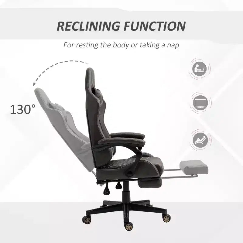 Sedia da gaming da corsa in pelle PU Diamond, sedia da ufficio da gamer con schienale alto girevole reclinabile con poggiapiedi, supporto lombare, altezza regolabile