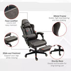 Sedia da gaming da corsa in pelle PU Diamond, sedia da ufficio da gamer con schienale alto girevole reclinabile con poggiapiedi, supporto lombare, altezza regolabile