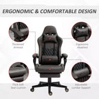 Sedia da gaming da corsa in pelle PU Diamond, sedia da ufficio da gamer con schienale alto girevole reclinabile con poggiapiedi, supporto lombare, altezza regolabile