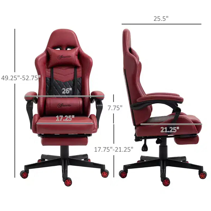 Sedia da gaming da corsa in pelle PU Diamond, sedia da ufficio da gamer con schienale alto girevole reclinabile con poggiapiedi, supporto lombare, altezza regolabile