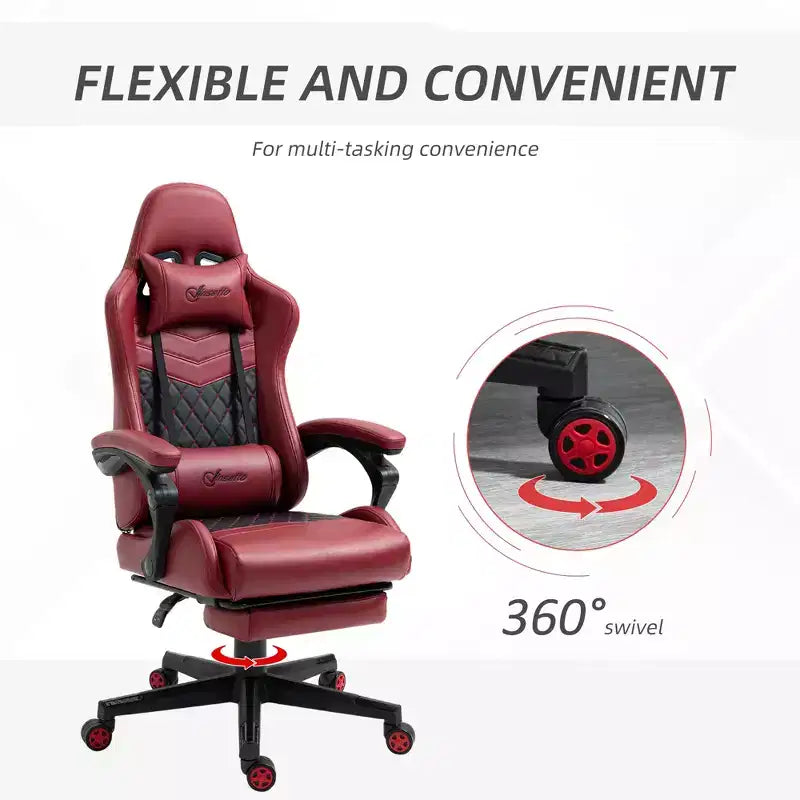 Sedia da gaming da corsa in pelle PU Diamond, sedia da ufficio da gamer con schienale alto girevole reclinabile con poggiapiedi, supporto lombare, altezza regolabile