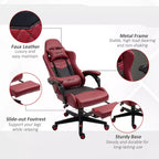 Sedia da gaming da corsa in pelle PU Diamond, sedia da ufficio da gamer con schienale alto girevole reclinabile con poggiapiedi, supporto lombare, altezza regolabile