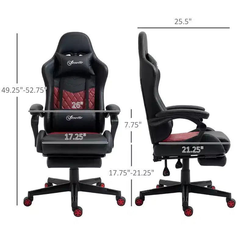 Chaise de Bureau et Gaming Fauteuil Gamer en Cuir PU Diamant, Dossier Haut, Fauteuil Inclinable Pivotant avec Repose-Pieds, Support Lombaire, Hauteur Réglable