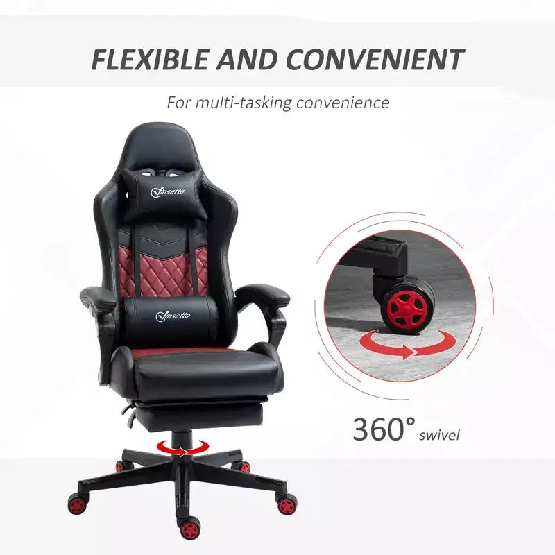 Sedia da gaming da corsa in pelle PU Diamond, sedia da ufficio da gamer con schienale alto girevole reclinabile con poggiapiedi, supporto lombare, altezza regolabile