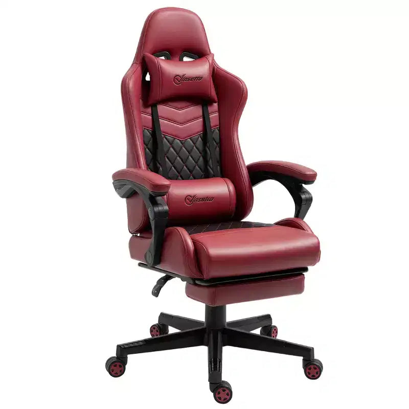 Chaise de Bureau et Gaming Fauteuil Gamer en Cuir PU Diamant, Dossier Haut, Fauteuil Inclinable Pivotant avec Repose-Pieds, Support Lombaire, Hauteur Réglable