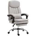 Executive Office Chair with Vibration Massage, Microfibre Swivel Desk Chair, Heated Reclining Computer Chair with Lumbar Support Pillow, Footrest