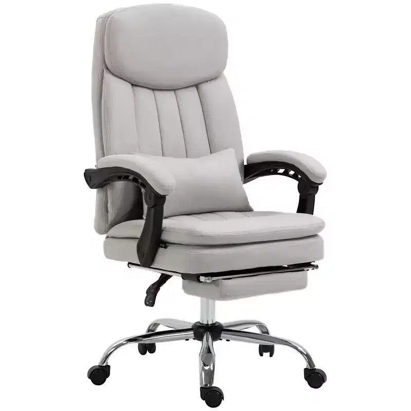 Executive Office Chair with Vibration Massage, Microfibre Swivel Desk Chair, Heated Reclining Computer Chair with Lumbar Support Pillow, Footrest