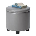 HomeStock Comfort Round Accent Storage Ottoman with Reversible Tray Lid
