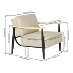 FurnitureR Fauteuil d'appoint moderne du milieu du siècle, fauteuil rembourré beige avec cadre en chêne massif, fauteuil de lecture confortable pour salon, chambre, bureau