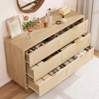 Comò Acekool in Rattan con 6 Cassetti, Cassettiera Moderna con Gambe e Maniglie Dorate, Comò Doppio Ampio, Antiribaltamento, per Camera da Letto e Soggiorno