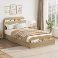 Twin Size Bed Frame, Heavy Duty Wood Slats,with Storage Headboard and Raised-Foodboard, No Box Spring Needed, Easy Assembly, for boys and girls