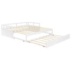 Canapé-lit extensible Okak une place avec lit gigogne/tiroirs et barrières de sécurité, cadre de lit plateforme en bois massif pour adolescents et adultes