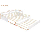 Canapé-lit extensible Okak une place avec lit gigogne/tiroirs et barrières de sécurité, cadre de lit plateforme en bois massif pour adolescents et adultes