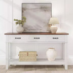 54 Entryway Table, Console Table with 3 Storage Drawers, 3-Tiered Country-Style Wooden Sofa Table, Hallway Tables for Entryway, Living Room