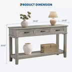 Table d'entrée de 54 pouces, console avec 3 tiroirs de rangement, table de canapé en bois de style campagnard à 3 niveaux, tables de couloir pour l'entrée, le salon