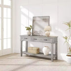 Table d'entrée de 54 pouces, console avec 3 tiroirs de rangement, table de canapé en bois de style campagnard à 3 niveaux, tables de couloir pour l'entrée, le salon