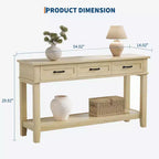 Table d'entrée de 54 pouces, console avec 3 tiroirs de rangement, table de canapé en bois de style campagnard à 3 niveaux, tables de couloir pour l'entrée, le salon