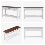 Table d'entrée de 54 pouces, console avec 3 tiroirs de rangement, table de canapé en bois de style campagnard à 3 niveaux, tables de couloir pour l'entrée, le salon