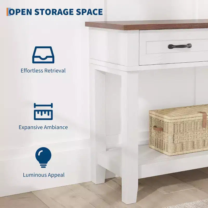 Tavolo da ingresso da 54", Tavolo consolle con 3 cassetti portaoggetti, Tavolino da divano in legno a 3 ripiani in stile rustico, Tavoli da ingresso per corridoio, soggiorno