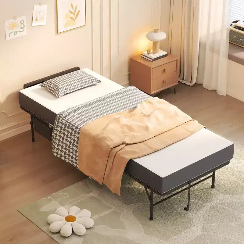 Bellemave 75 Lit pliant avec tête de lit réglable et 5 matelas à mémoire de forme, lit d'appoint pliable peu encombrant, assemblage facile
