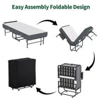 Bellemave 75 Lit pliant avec tête de lit réglable et 5 matelas à mémoire de forme, lit d'appoint pliable peu encombrant, assemblage facile