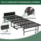 Bellemave 75 Lit pliant avec tête de lit réglable et 5 matelas à mémoire de forme, lit d'appoint pliable peu encombrant, assemblage facile