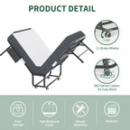 Bellemave 75 Lit pliant avec tête de lit réglable et 5 matelas à mémoire de forme, lit d'appoint pliable peu encombrant, assemblage facile