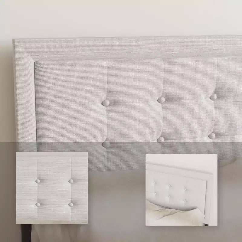 GDFStudio Vira Struttura Letto con Piattaforma in Ferro Contemporaneo, Doghe in Legno e Testiera Imbottita