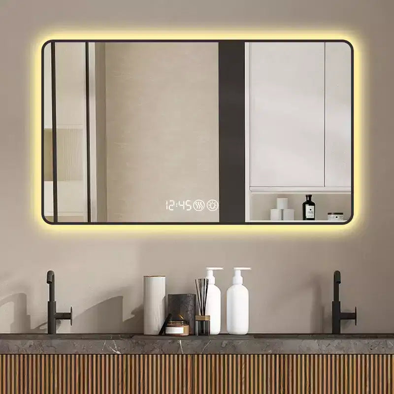 GDFStudio Rion Modern 39W Rectangular Vanity Mirror with Rounded Corners and 3 Lighting Modes