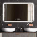Miroir de courtoisie rectangulaire moderne GDFStudio Rion 39W avec coins arrondis et 3 modes d'éclairage
