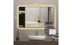 Miroir de courtoisie rectangulaire moderne GDFStudio Rion 39W avec coins arrondis et 3 modes d'éclairage