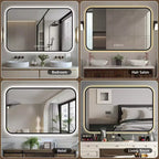 Miroir de courtoisie rectangulaire moderne GDFStudio Rion 39W avec coins arrondis et 3 modes d'éclairage