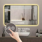 Miroir de courtoisie rectangulaire moderne GDFStudio Rion 39W avec coins arrondis et 3 modes d'éclairage