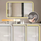 Miroir de courtoisie rectangulaire moderne GDFStudio Rion 39W avec coins arrondis et 3 modes d'éclairage