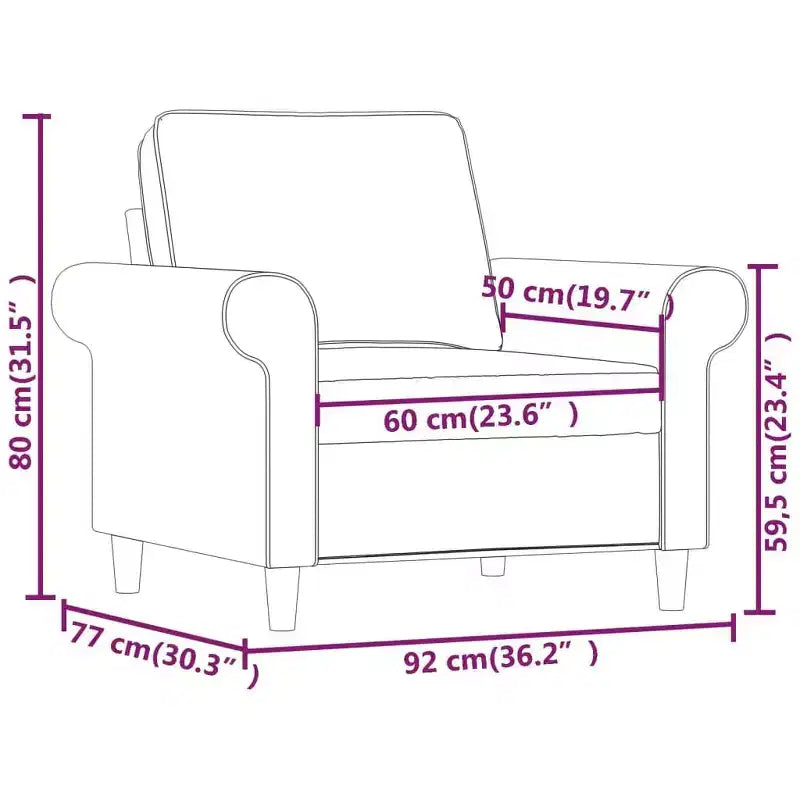 vidaXL Poltrona Grigio Scuro 23,6 Tessuto