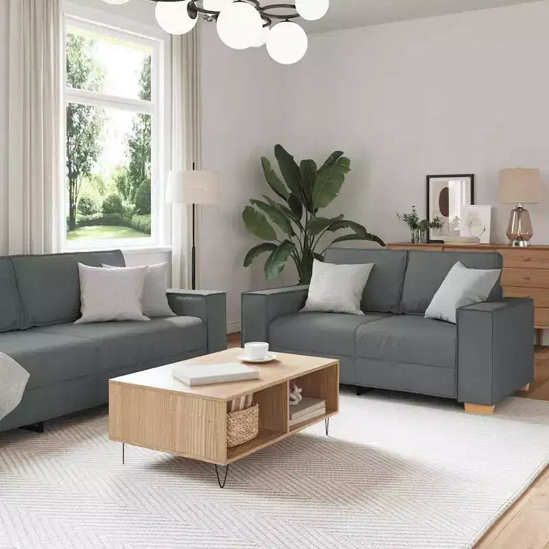 vidaXL Ensemble de 2 canapés avec coussins Tissu noir